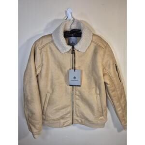 RAINFOREST Mens Jacket RF Water Resistant Tan,Beige M Faux Suede Bomber Style
